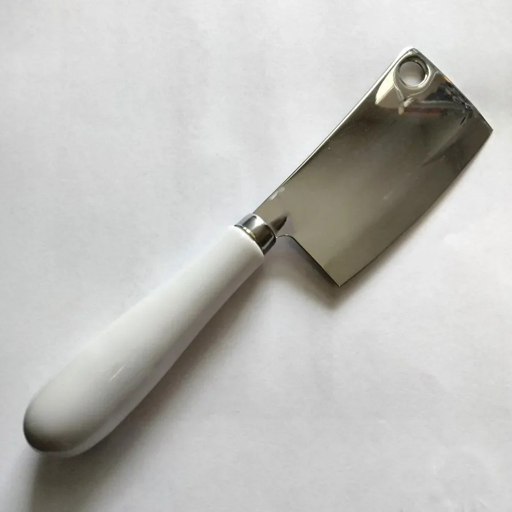 Vintage 80s Set of 3 Cheese Knives with White Ceramic Handles